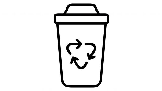Animated recycling bin symbol with rotating arrows for environmental sustainability concepts