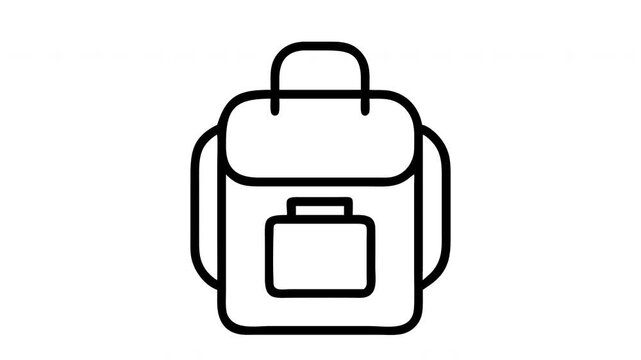 Animated line art backpack icon rotating for travel and education concept motion graphic