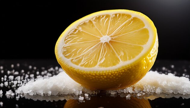png of fresh lemon half with coarse salt perfect for enhancing flavors in dishes