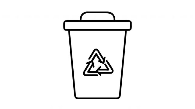 Animated recycling bin icon with rotating arrows for environmental sustainability concepts