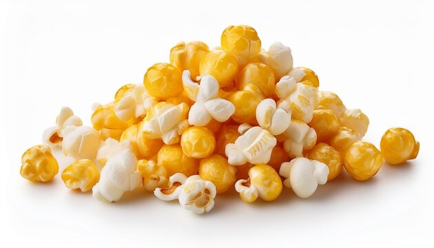puffed corn kernels popcorn isoated on white background