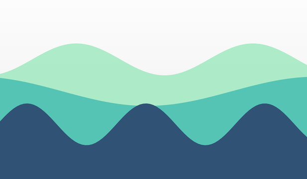 Minimalist mountain silhouette background with mint green teal and dark navy peaks offers calm nature inspired design for environmental web themes.