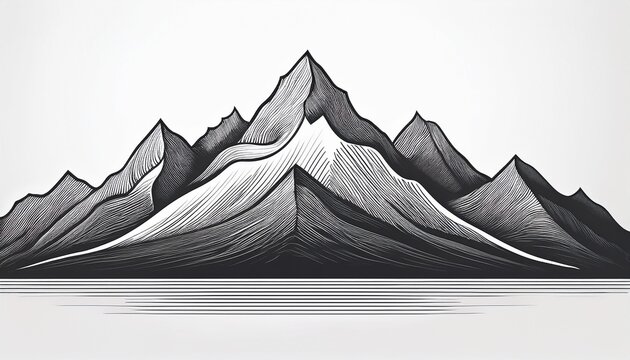 simple black line drawing of a mountain range against a white background