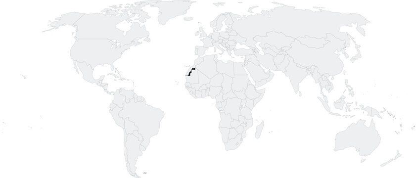 Western Sahara Location on Map of the World, Country in Africa