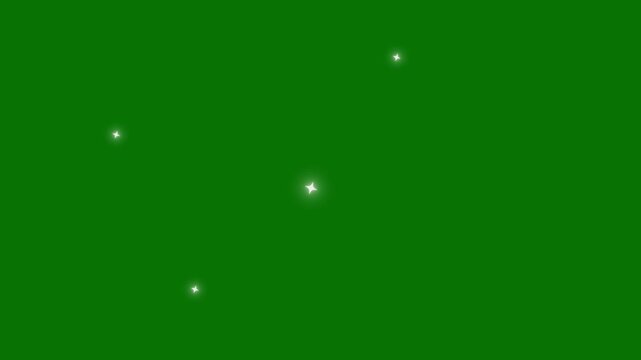 White glowing twinkle star animation with cartoon doodle sparkles,  shining retro doodle cartoon vector sparkles, glitter sparkle animated, 4k shiny glowing stars animation green backround viedo.