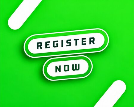 Modern register now button on green background
