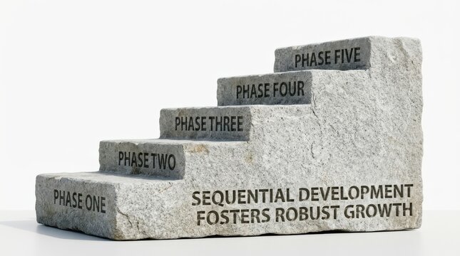 Stone steps showing sequential development and growth