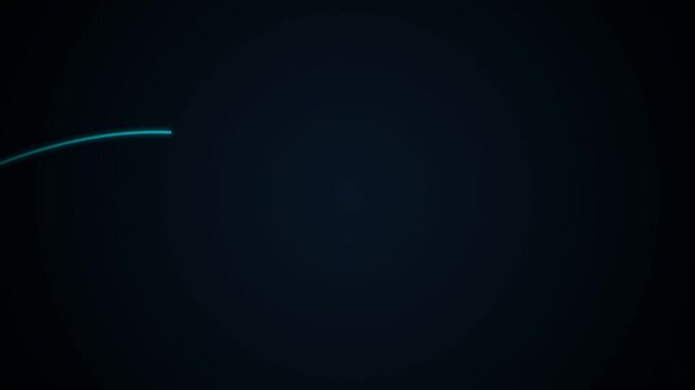 Minimalist glowing teal curved data path graphic against a dark background symbolizing growth and progress