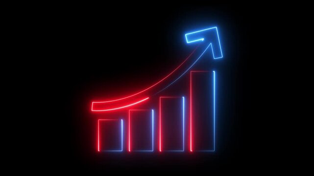 Business growth concept in graph chart showing marketing sales profit increasing to future target . growing business with up arrow, 4k animation alpha channel