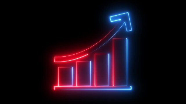 Business growth concept in graph chart showing marketing sales profit increasing to future target . growing business with up arrow, 4k animation alpha channel