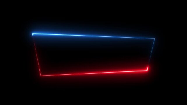 Neon Blue and red light rectangle icon moving for overlay element. Bright neon light rectangle icon. Motion graphic 4k animation