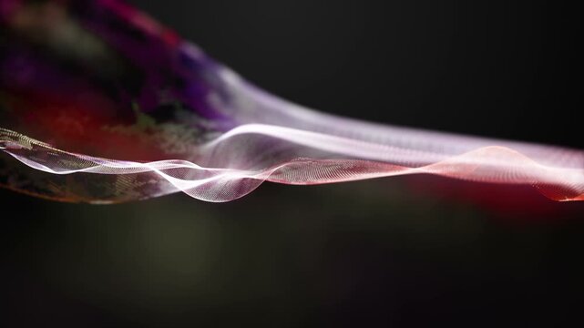 Fantastic video animation with color changing particle wave object in slow motion, 4096x2304 loop 4K