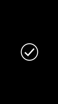 Abstract check mark symbol in circle icon. chick mark icon, ok button animation, payment successfully send check mark icon. alpha channel 4k