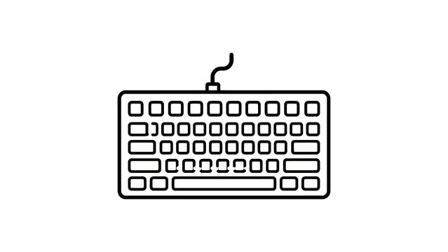 Computer keyboard line icon for technology and office work.