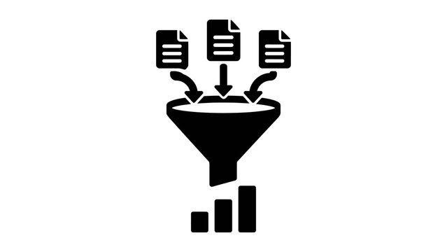 Data funnel icon processing multiple files into bar chart now.