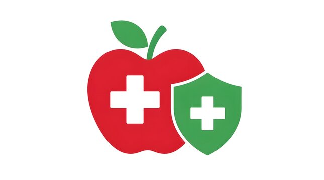 A flat vector illustration of a prominent medical cross symbol with minimal geometric design and bold simple shapes on plain white background