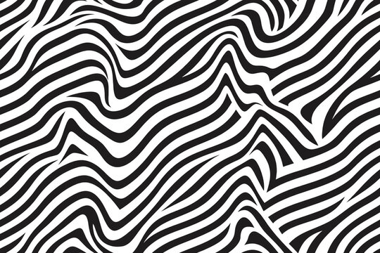 Abstract monochrome wavy line distortion pattern optical illusion background design