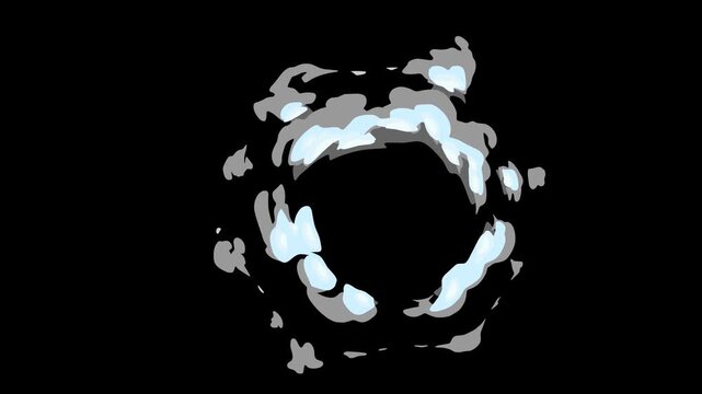 2d smoke explosion Cartoon liquid flash explosion hand drawn white cartoon cloud animation