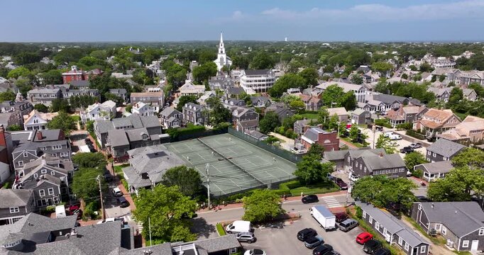 Summer Aerial View of Downtown Nantucket Massachusetts
