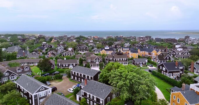 Flying Over Historic Homes in Nantucket Massachusetts