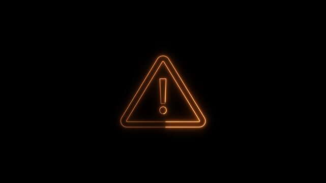 Neon Warning Icon Animation with Red and Yellow Color Changing Glow Effect