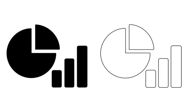 Set of pie chart and bar graph icons vector illustration, editable stroke