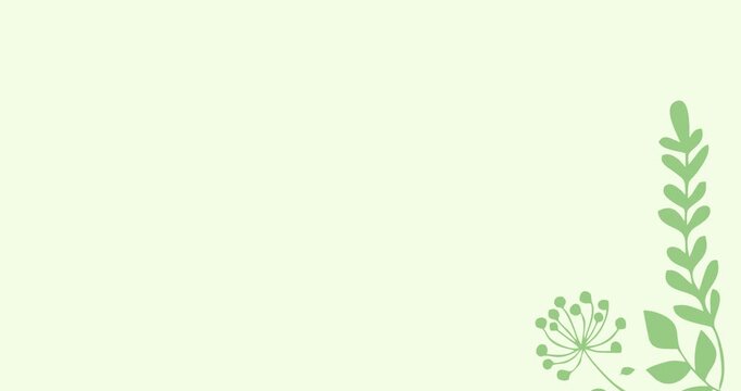 Leaf decoration animation on a light green background with copy space.