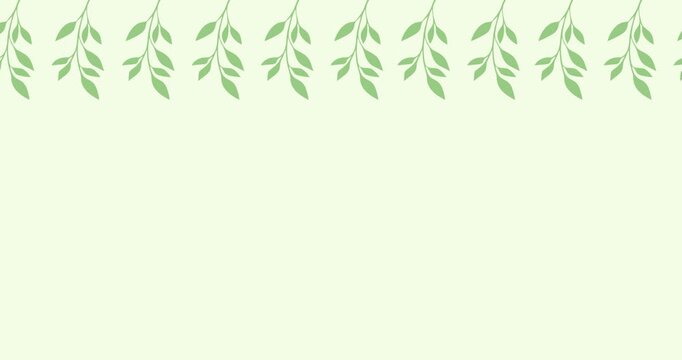 Leaf decoration animation on a light green background with copy space.