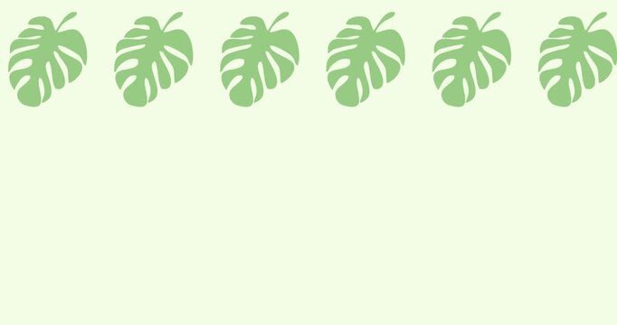 Leaf decoration animation on a light green background with copy space.