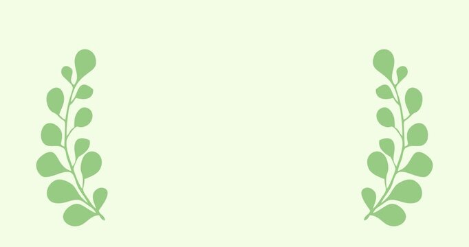 Leaf decoration animation on a light green background with copy space.