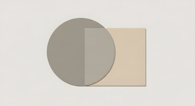 Geometric shapes circle and in soft neutral lighting symbolizing abstract concepts and design elements