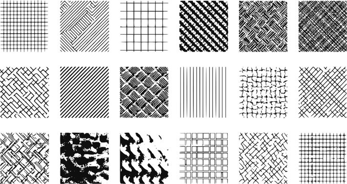 Abstract Geometric Seamless Pattern Set, Repeating Shapes with Clean Modern Texture.