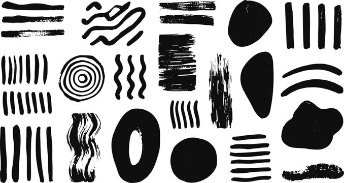 Hand Drawn Pencil Sketch Set, Rough Line Art with Organic Drawing Style.