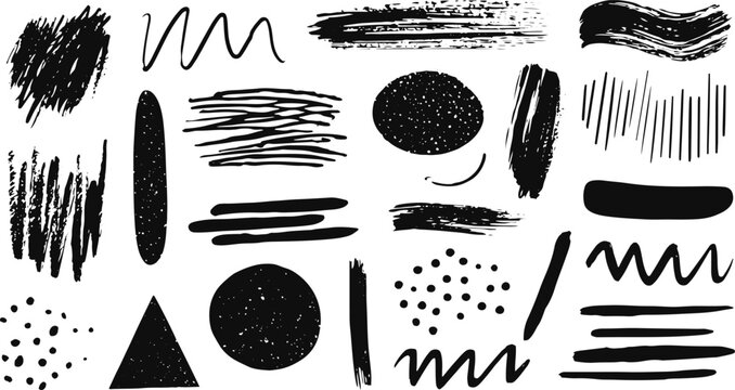 Hand Drawn Pencil Sketch Set, Rough Line Art with Organic Drawing Style.