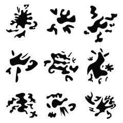 Fototapeta premium Collection of Black Organic Liquid Shapes and Abstract Forms on Clean White Background