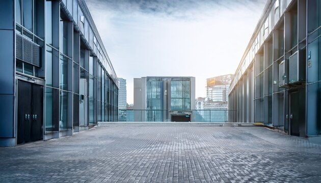variable frequency drive building architecture with doors and streets in city landscape