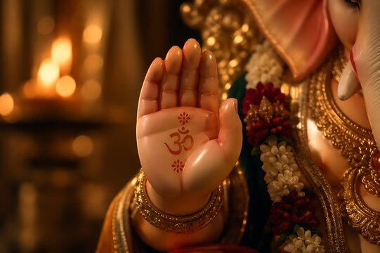 Beautiful Ganpati Bappa idol devotional artwork celebrating Angaraki Sankashti Chaturthi, Ganesh Jayanti and Anant Chaturdashi with radiant divine blessings everywhere