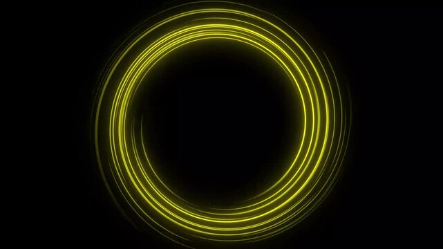Smooth glowing cyan light trails create a clean circular ring with an open dark center, ideal for logo reveals, interfaces, portals, product displays on black background, 4k resolution
