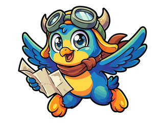 Fototapeta premium Colorful winged fantasy creature holding scroll