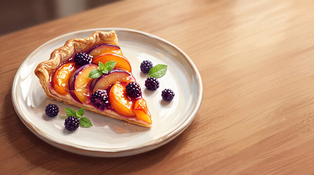 Fruit Tart with Peaches and Berries