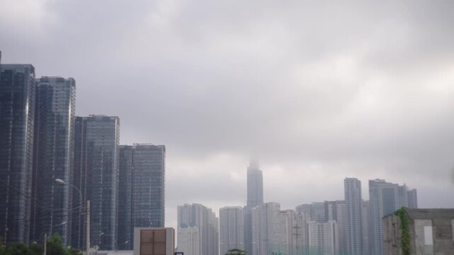 Landmark 81 Skyscraper Partially Hidden by Low Clouds in Ho Chi Minh City