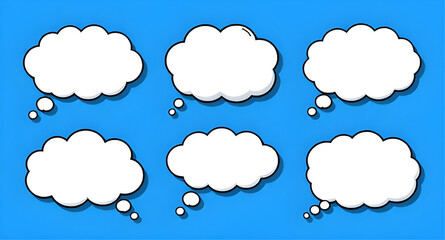 Obraz premium Thought bubble vector pack, cloud icon collection, dream logo set, design element bundle, thinking graphics kit, vector cloud pack, comment clipart, messaging assets, thought pack, dream bubble collec