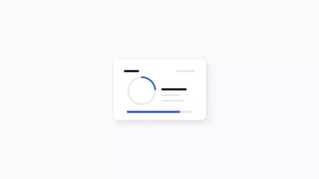 Minimalist user interface design template featuring data visualization and progress elements on a white background