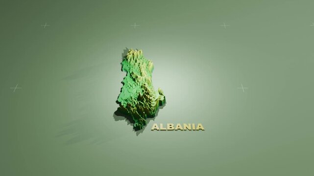 Detailed 3D Terrain and Elevation Map of Albania