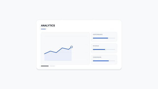 Modern analytics dashboard interface design with line charts and performance metrics on a clean white background