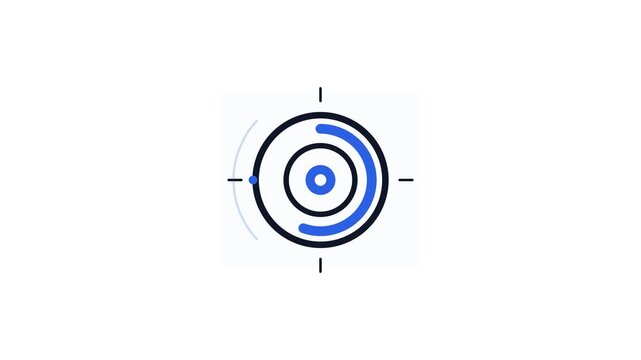 Minimalist digital target crosshair icon with blue concentric circles representing data focus and aiming technology