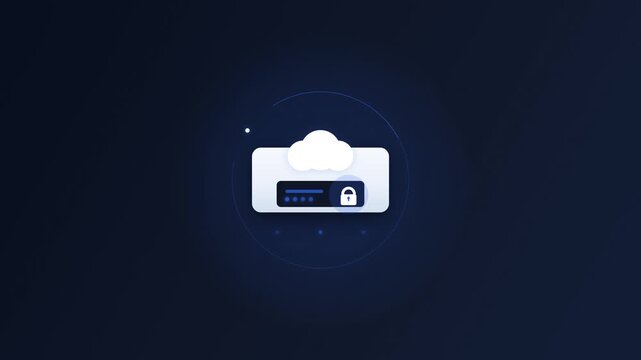 Cloud computing security and data protection concept with padlock on server and secure access