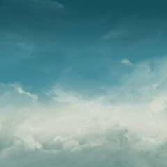 Obraz premium Dramatic Teal Sky Background with Soft White Clouds and Subtle Gradient Texture