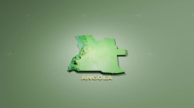 Detailed 3D Terrain and Elevation Map of Angola