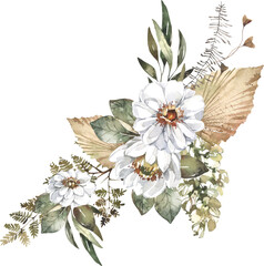 Obraz premium Soft Pastel Watercolor Texture Background with Delicate Floral Botanical Elements